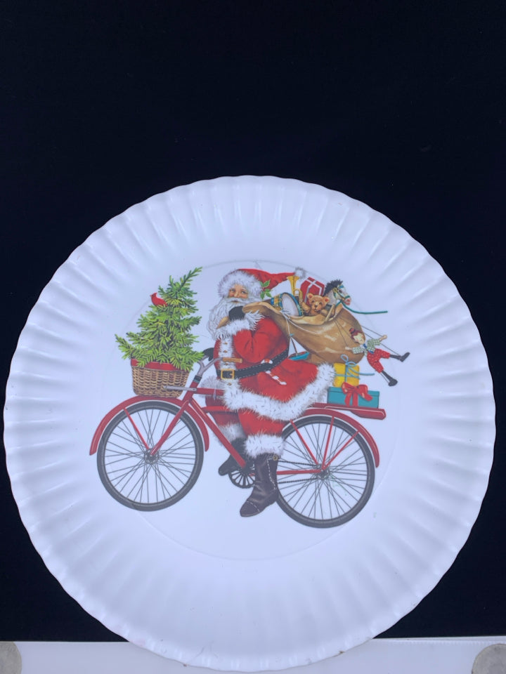 SANTA ON BIKE MELAMINE PLATTER.