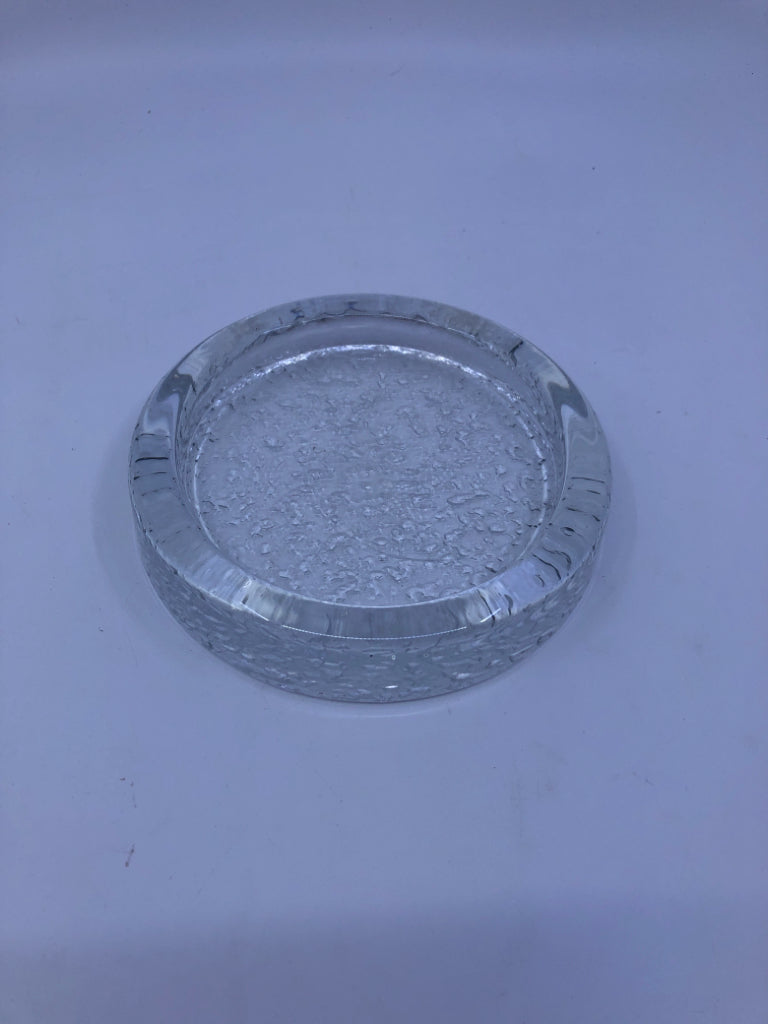 HEAVY GLASS CANDLE PLATE.