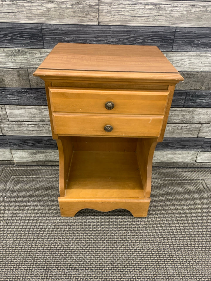 WOOD NIGHT STAND W/ DRAWER+CUBBY CAROLINA FURNITURE WORKS.