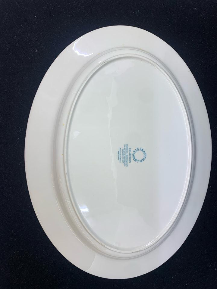 MARTHA STEWARD WHITE/BLACK FLOWERS SERVING DISH.