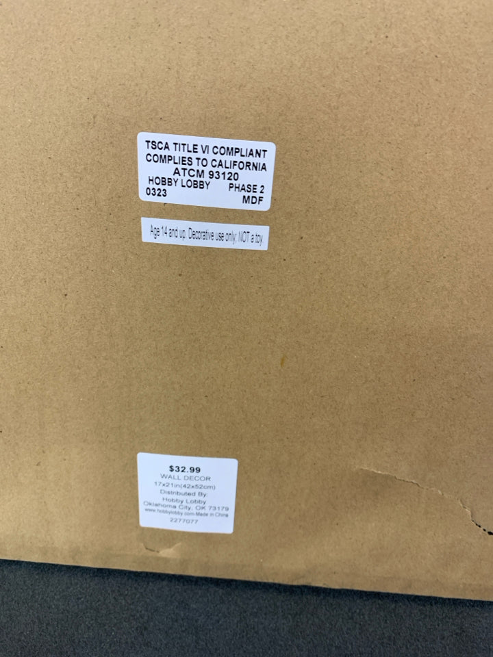 CLOUD SCENE IN WINTER COLOR BACKGROUND W BROWN FRAME.