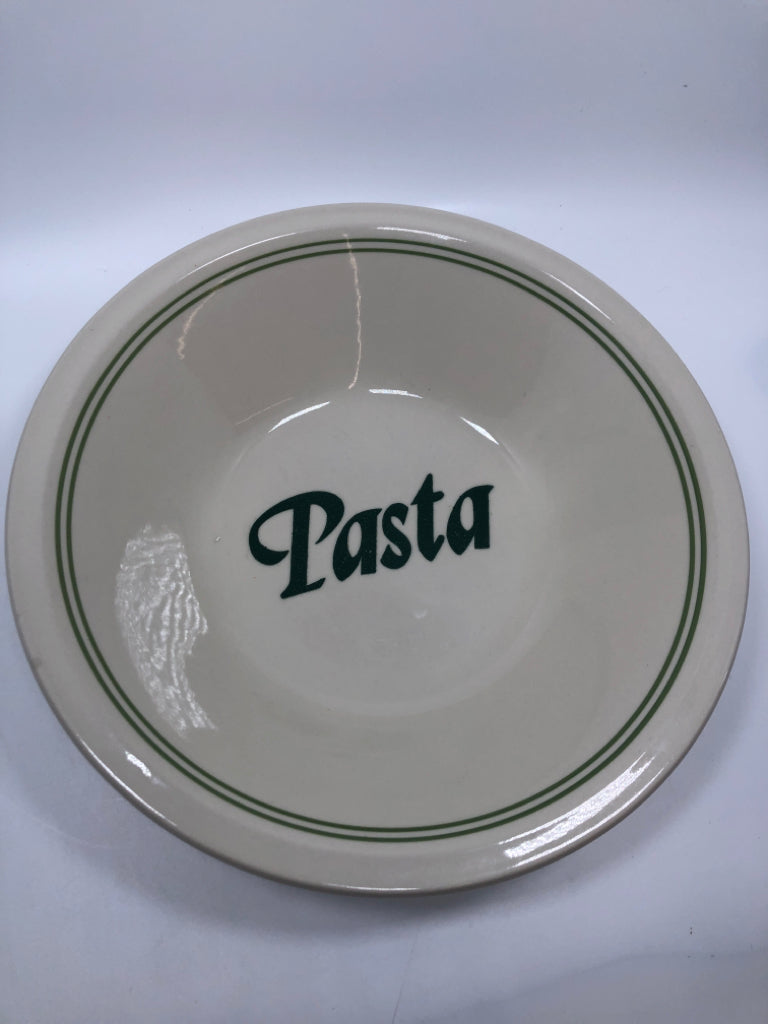 CERAMIC PASTA BOWL W/GREEN STRIPE.