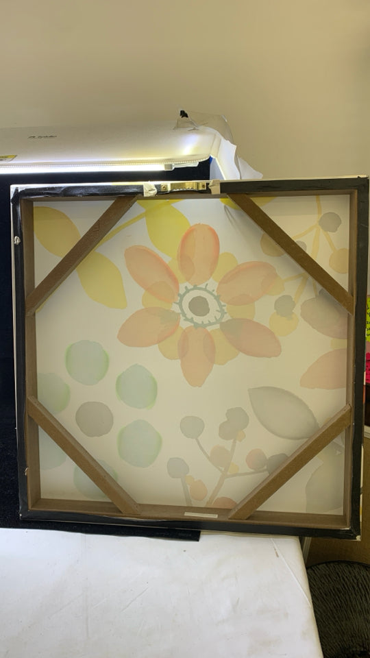 ORANGE AND YELLOW FLORAL CANVAS WALL ART.