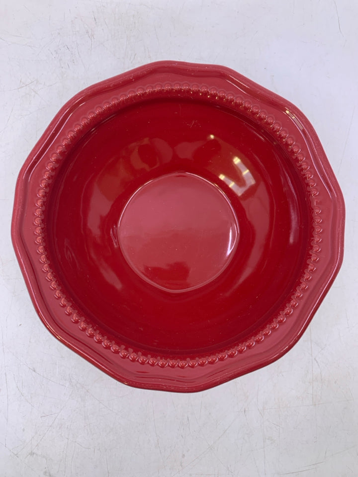 OVEN SAFE FOOTED BOWL W/ BEADED EDGE PAVILLION.