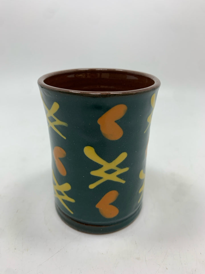 ORANGE HEART TERRA COTTA CUP.