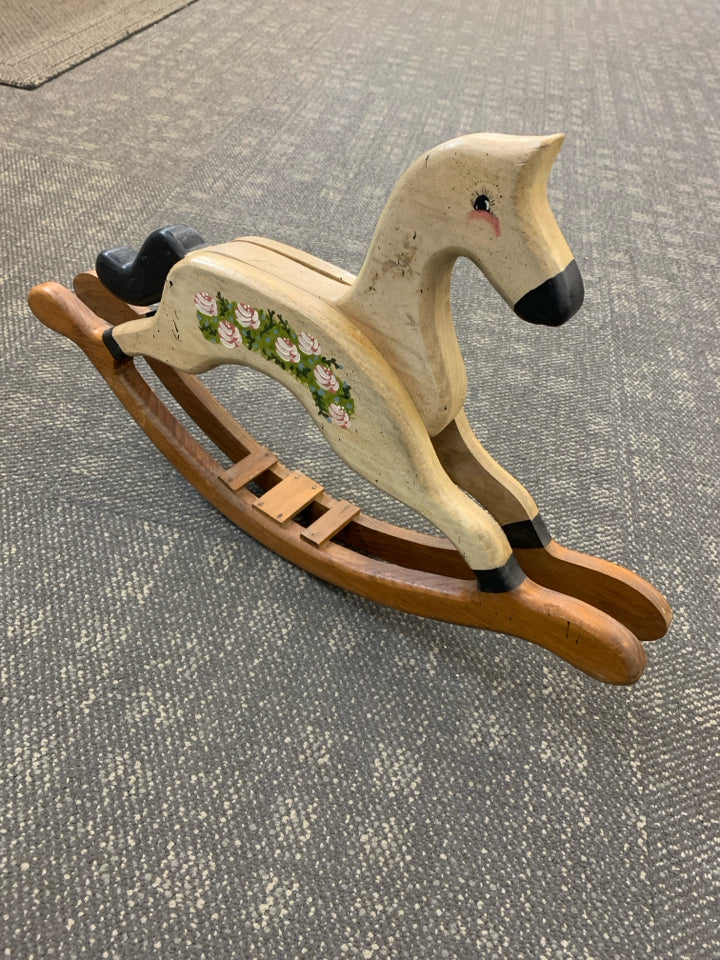 PRIMITIVE WOOD ROCKING HORSE DECOR.