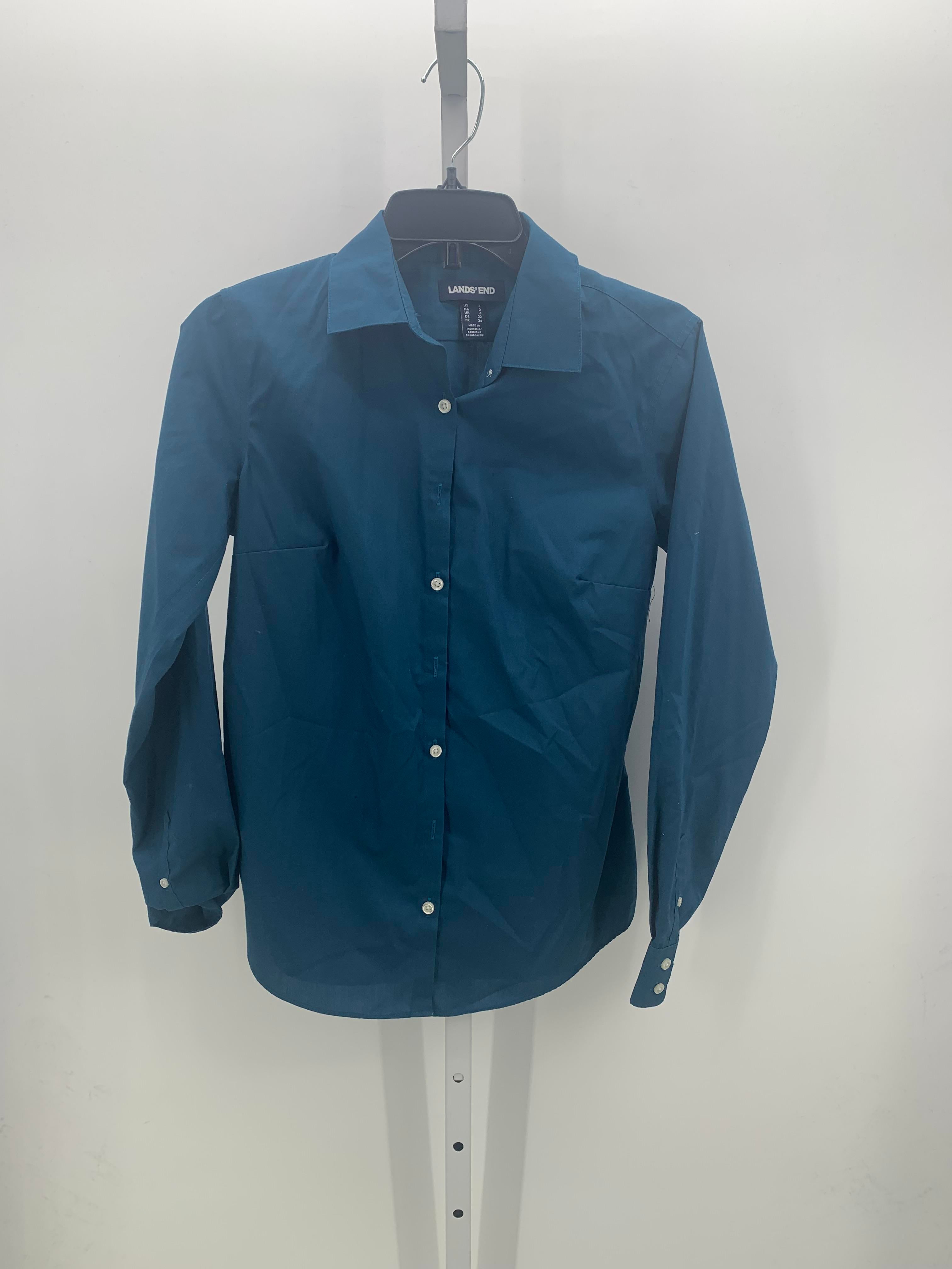 Lands End Size 2 Misses Long Sleeve Shirt