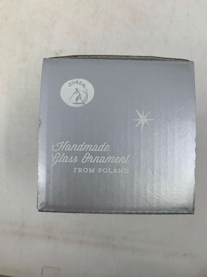 NIB GREEN/BLUE GLASS SPHERE MADE IN POLAND.