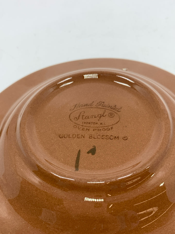 SM VTG GOLDEN BLOSSOM POTTERY PLATE.