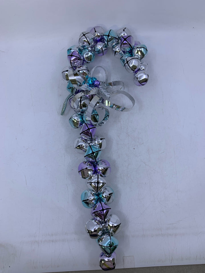 SILVER,BLUE,PURPLE CANDY CANE BELL.