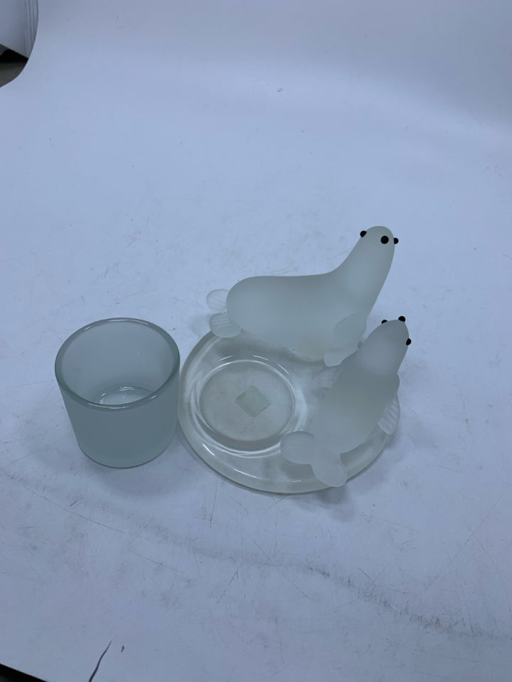 SEAL WITH PUP VOTIVE HOLDER- 2PC
