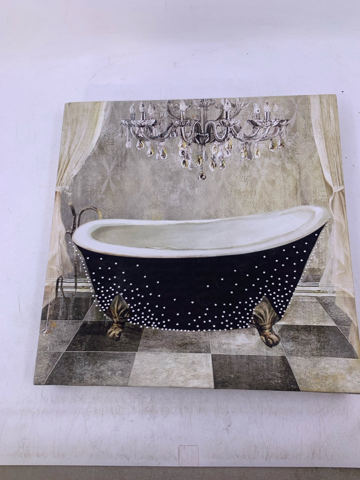 CANVAS JEWELED CLAW FOOT TUB.