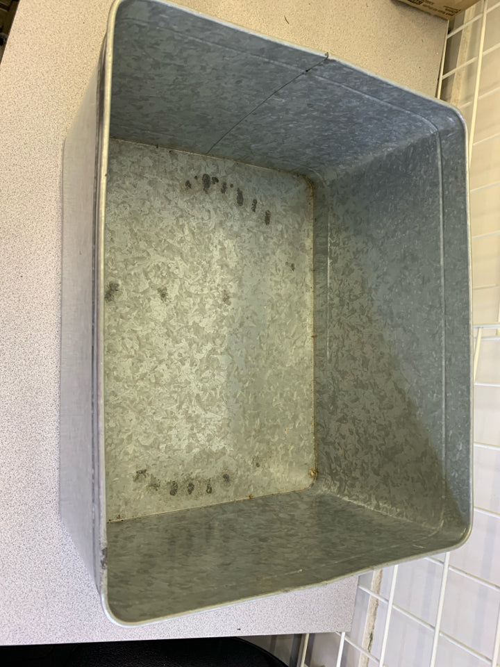 GALVANIZED METAL "MERRY CHRISTMAS" BIN.