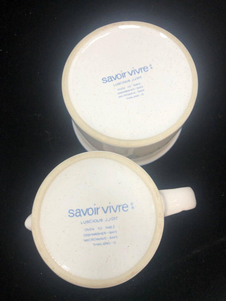 2pc LUSCIOUS FRUIT CREAMER/SUGAR SET SAVOIR VIVRE.
