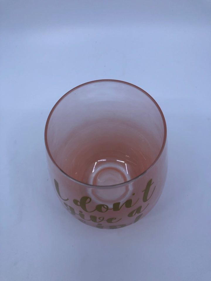 "I DON'T" LARGE PEACH OMBRE STEMLESS WINE GLASS.