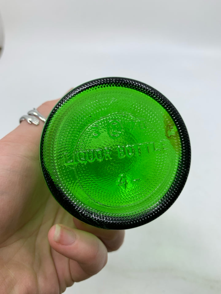 VTG GREEN EMPTY GLASS BOTTLE.