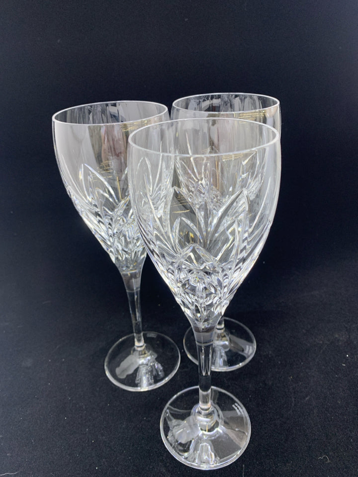 3 WATERFORD LONG STEM WINE GLASSES.
