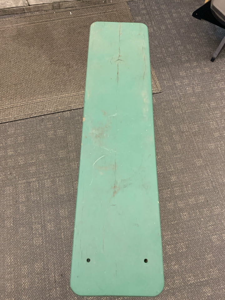 DISTRESSED RUSTIC PLANT STAND W/METAL WHEELS.