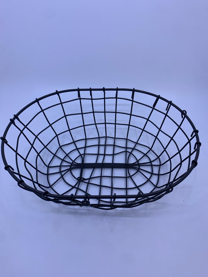 THICK GRAY WIRE BASKET.