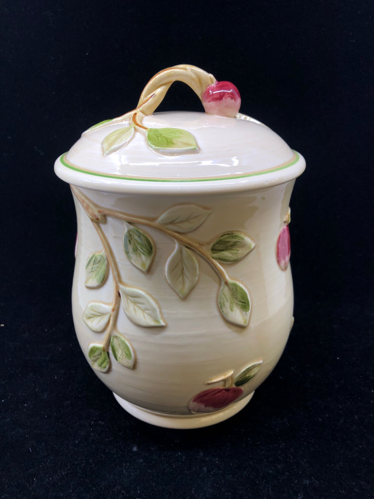 YELLOW CANISTER W/LID RED APPLES.