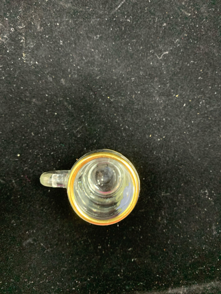 MINI GLASS STEIN W/PAINTED FLOWERS.