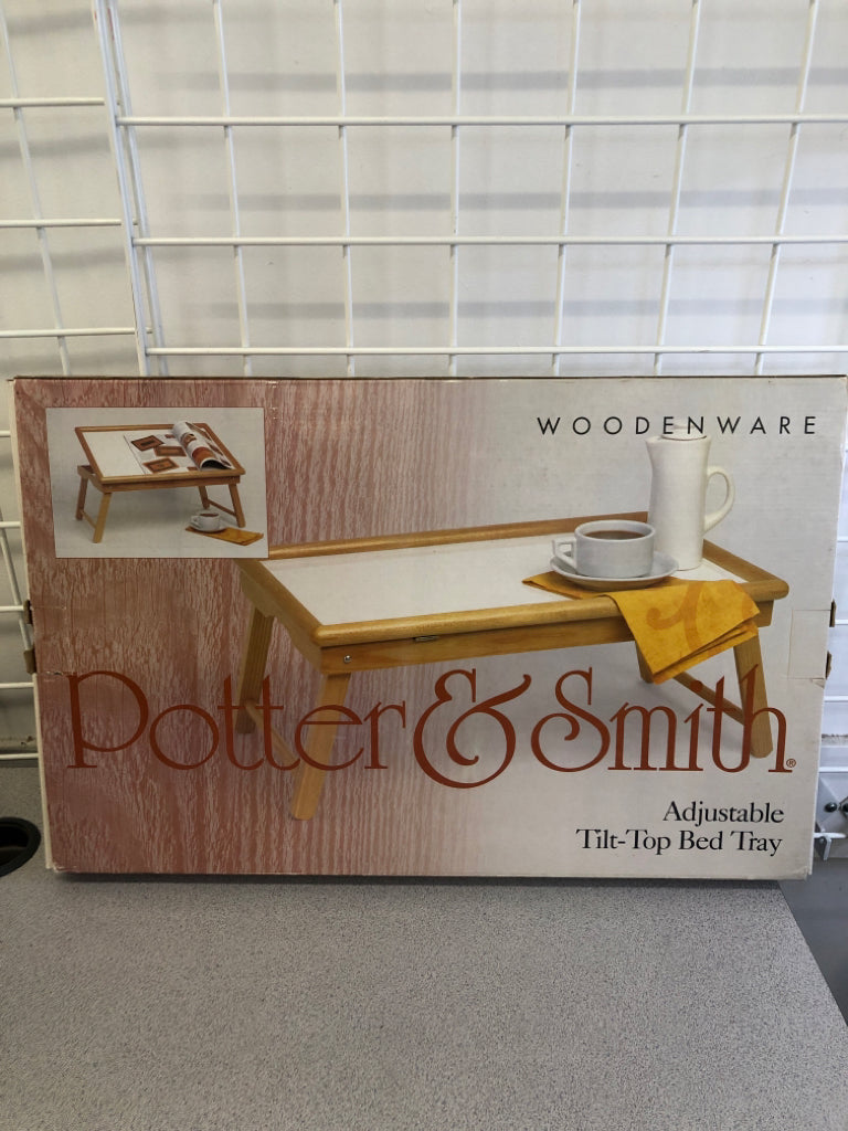 ADJUSTABLE TILT TOP BED TRAY.