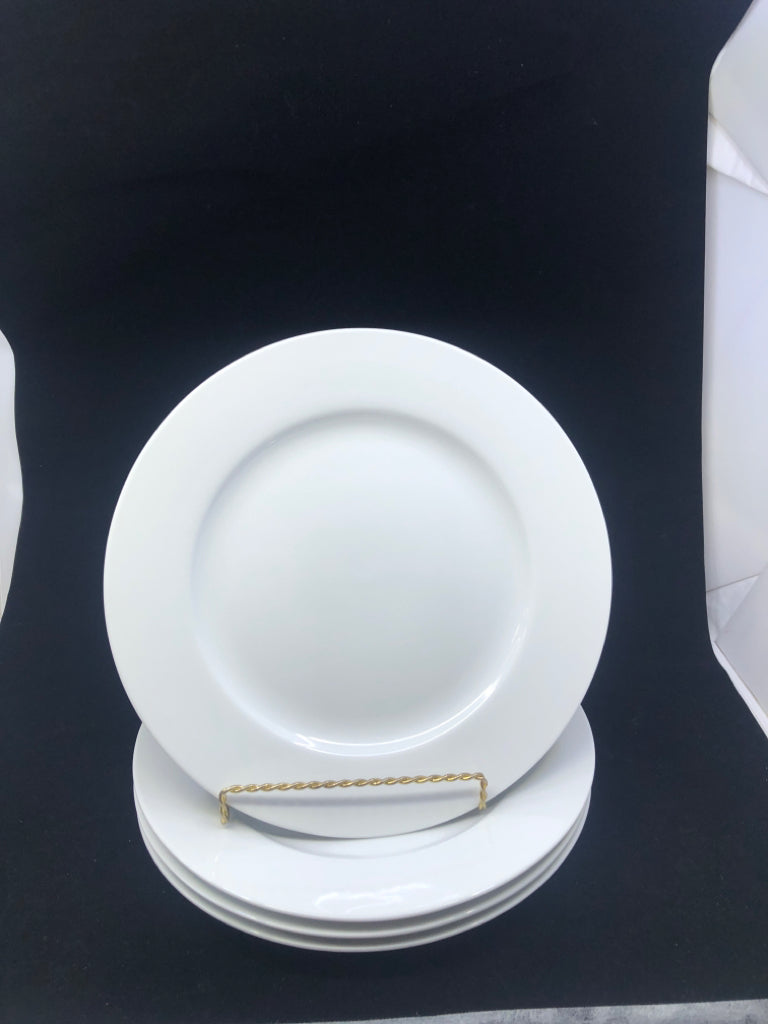 4 WHITE DINNER PLATES.