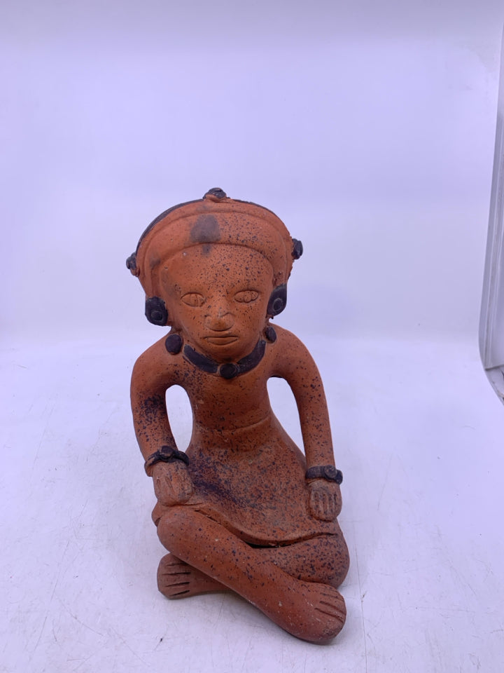 LG CLAY FALK ART MAN SITTING FIGURE.