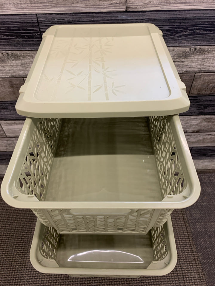GREEN BAMBOO THEMED 5 DRAWER ORGANIZER.
