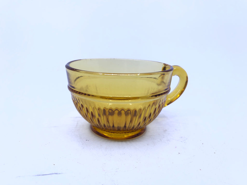 12 PC VTG AMBER GLASS TEACUP/SAUCER-SVC 6.