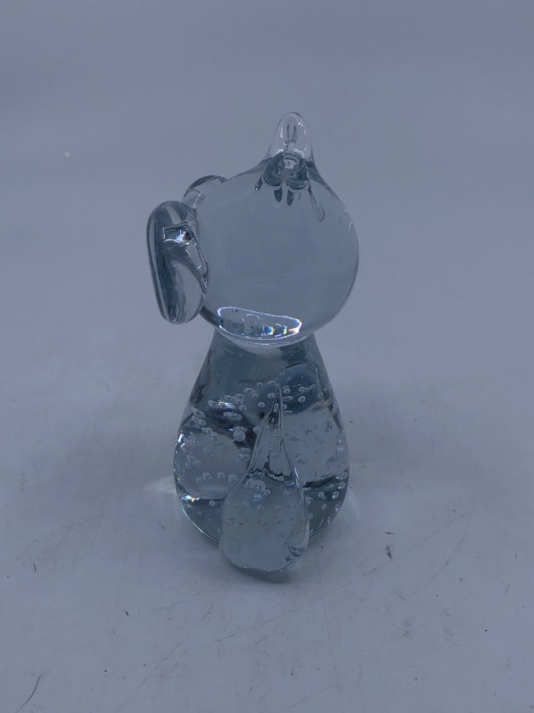 CLEAR BLOWN GLASS OWL.