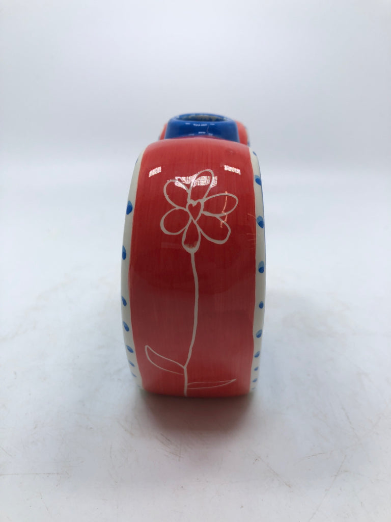 WORKING ANGEL- PAINTED FLORAL HEART VASE.