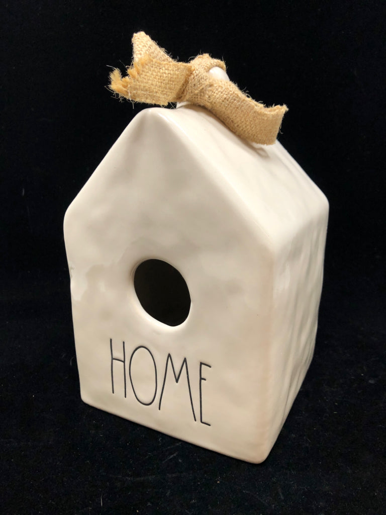RAE DUNN CERAMIC "HOME" BIRDHOUSE.