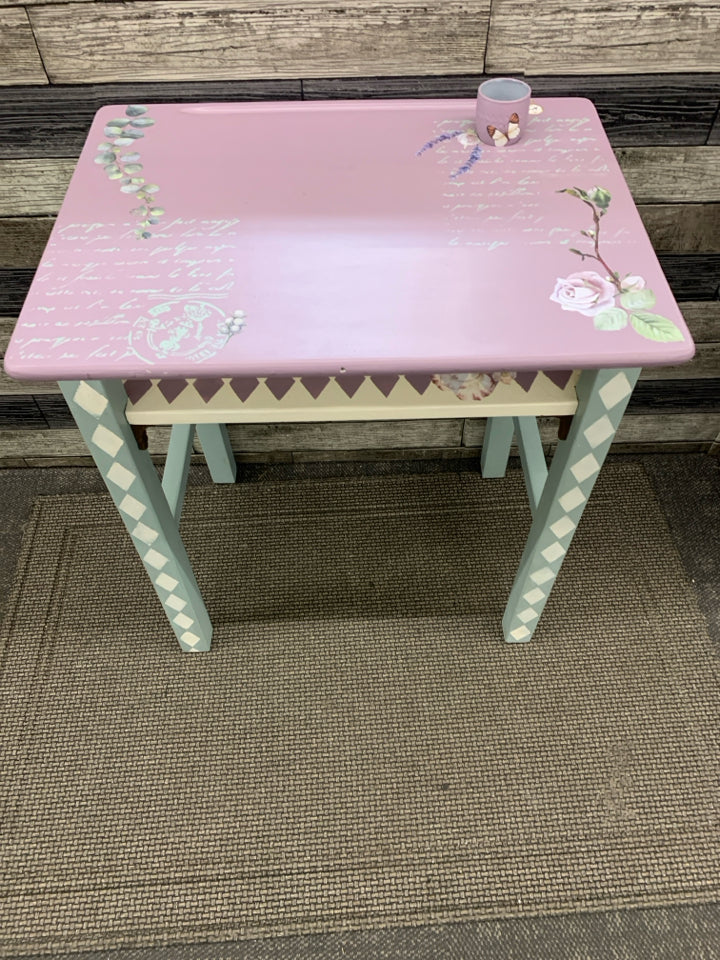 PURPLE AND BLUE KIDS PAINTED DESK.