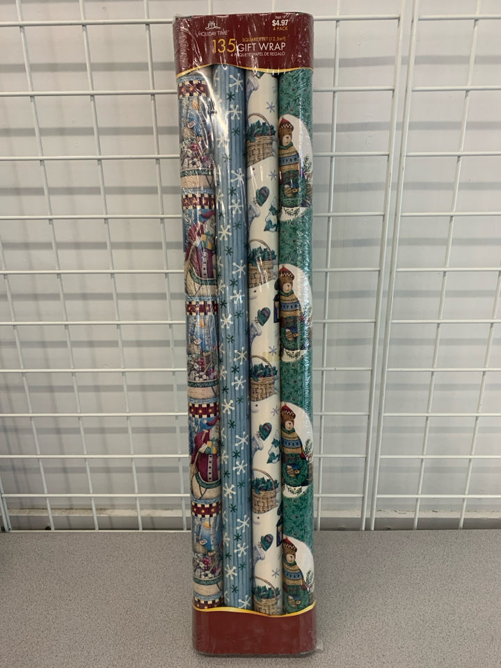 4PK HOLIDAY WRAPPING PAPER.