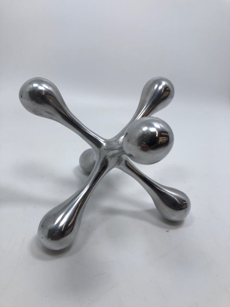 SILVER DECORATIVE JACK SCULPTURE.