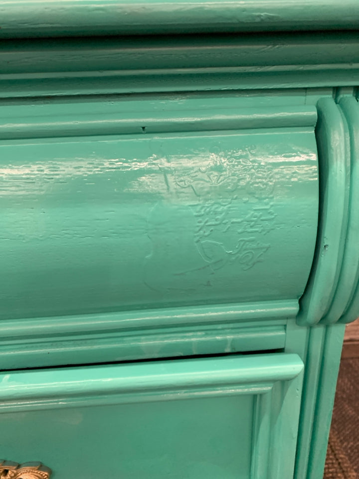 BRIGHT TEAL 2 DRAWER NIGHT STAND.