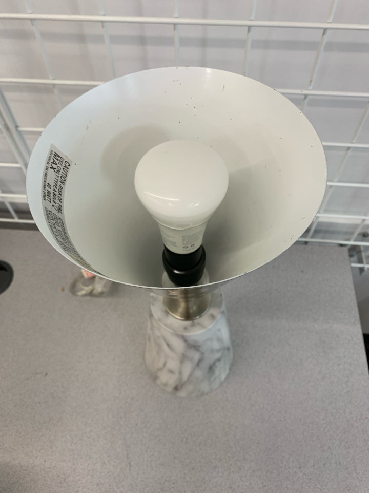 MARBLE LAMP + SHADE W/FLARE TOP.
