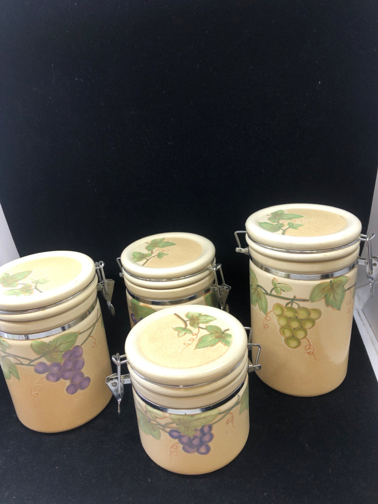 4 CREAM W GRAPES CANISTERS.