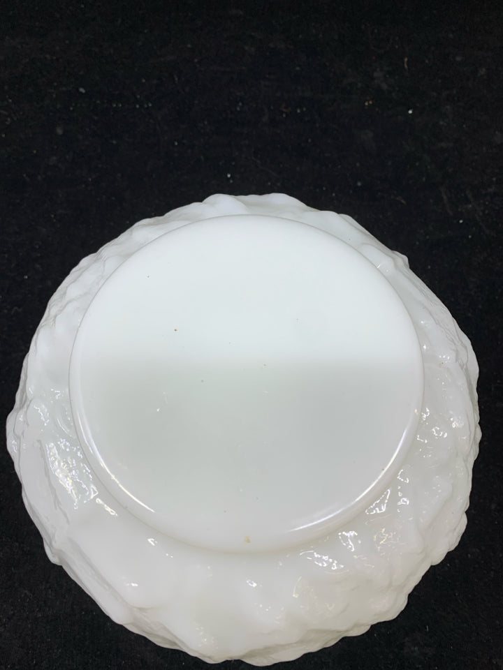 VTG WHITE MILK GLASS TEXTURED PLANTER.