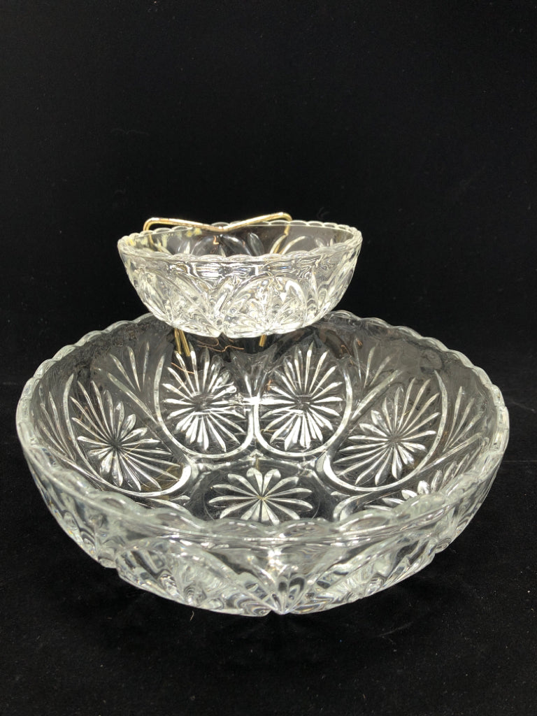VTG 3PC CUT GLASS CHIP N DIP SET.