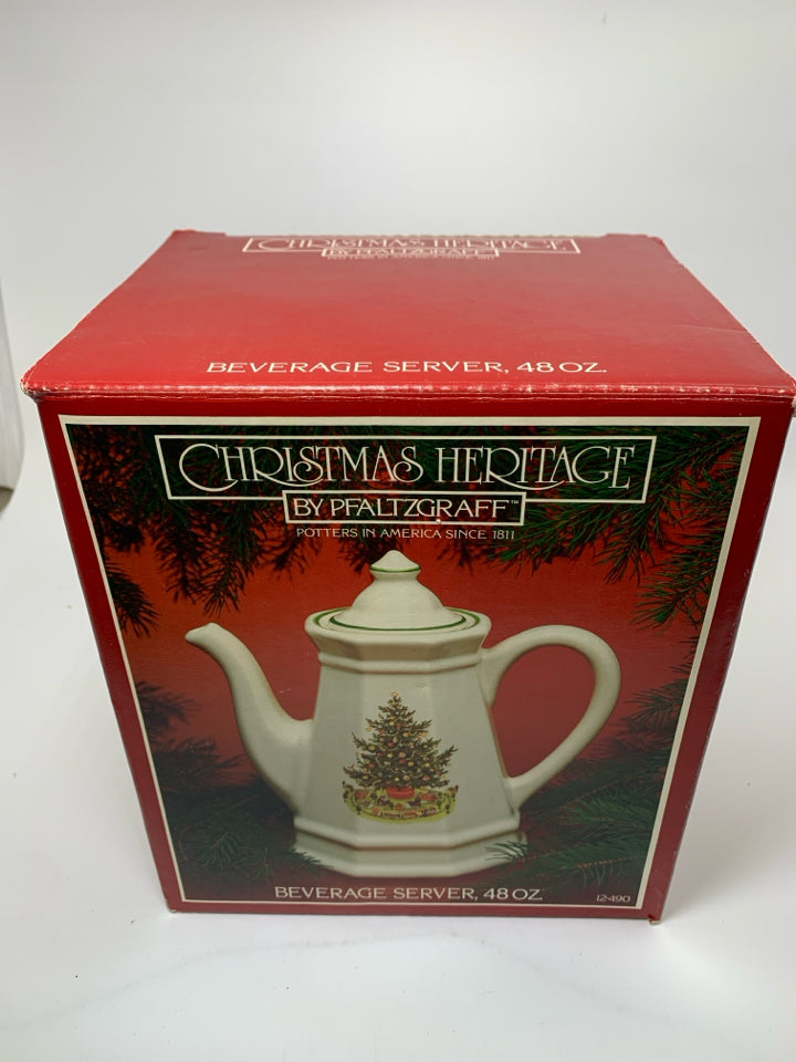 NIB OCTAGON CHRISTMAS TREE COFFEE POT- PFALTZGRAFF.