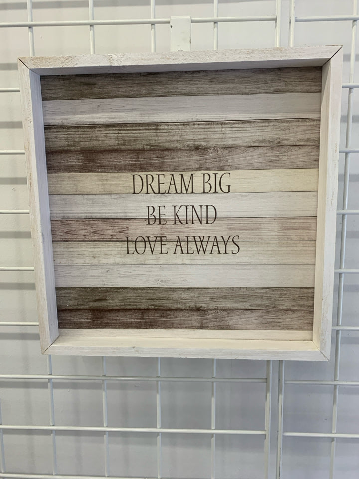 DREAM BIG WOOD BOX WALL DECOR.