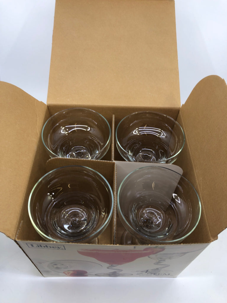 NIB LIBBEY 4 Z-STEM GLASSES.