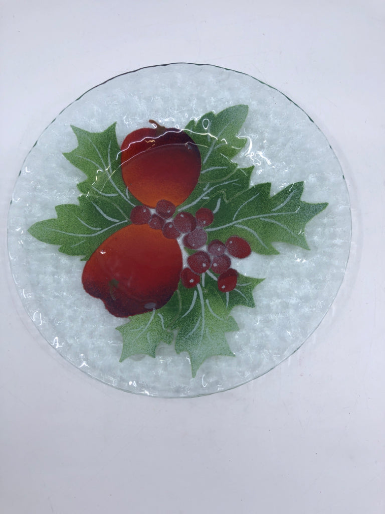 GLASS PLATE W/ APPLES + BERRIES.