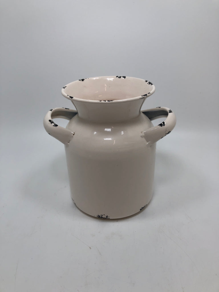 WHITE METAL MILK JUG.
