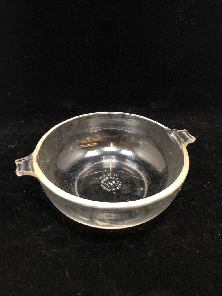 CLEAR GLASS PYREX BOWL.