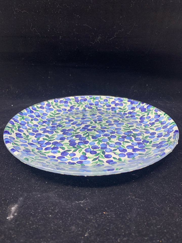 BLUEBERRIES GLASS CIRCLE CATCH ALL DISH.