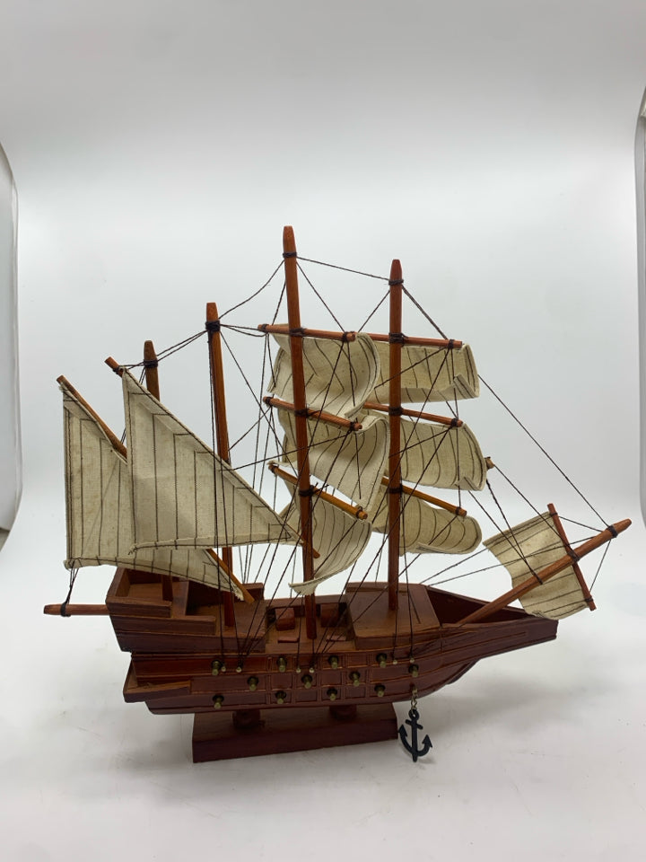 SAN FRANCISCO MODEL WOOD SHIP W/FABRIC SAILS.