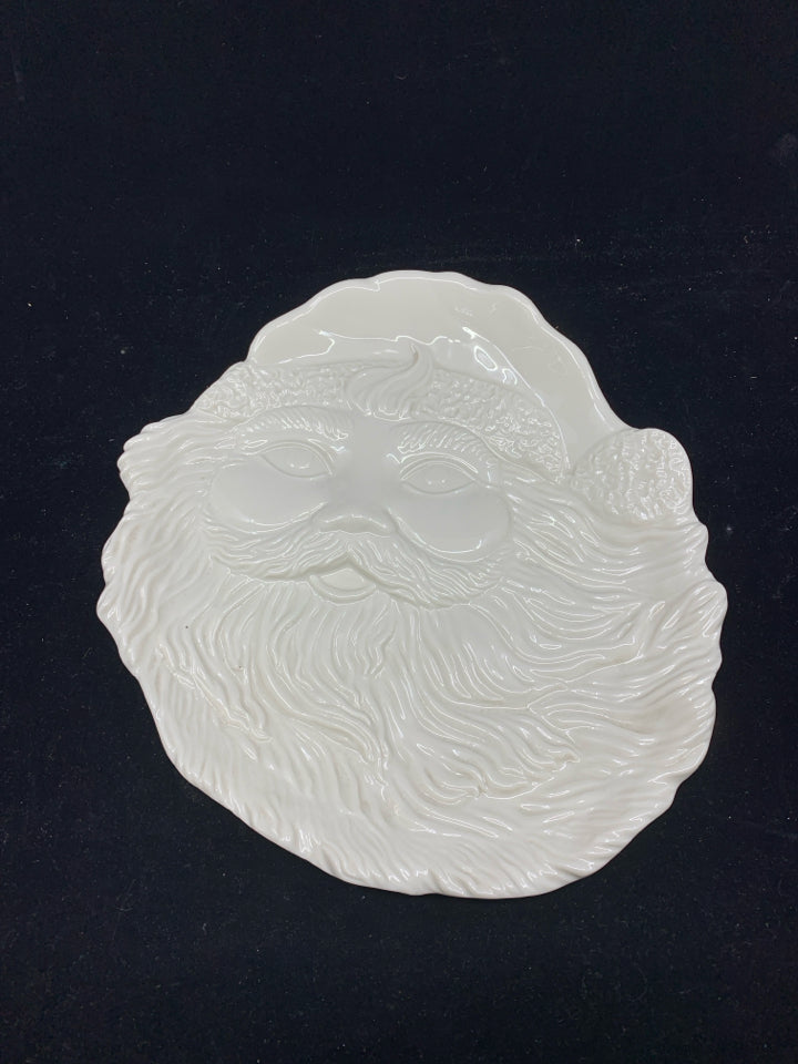 MIKASA EMBOSSED SANTA COOKIE DISH.